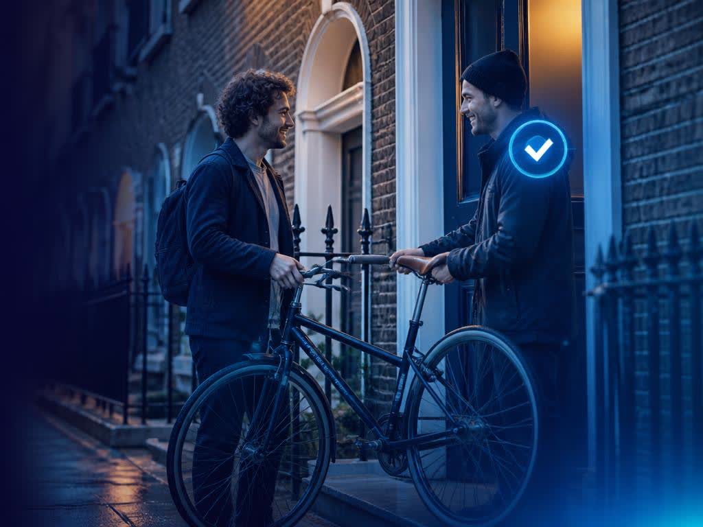 Two verified Safegram users meeting in Dublin to hand over a second-hand bike